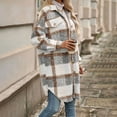 thumbnail image 4 of Elvqul Wool Blend Coat Long Sleeve Plaid Oversized Casual, 4 of 6