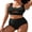 Black, variant on Sociala Ribbed Keyhole High Waisted Bikini Sets for Womens Tie Back Two Piece Swimwear