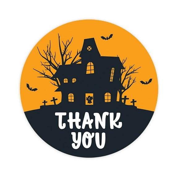 Koyal Wholesale Halloween Thank You Stickers 2 Inch Round 120 Bulk Pk Haunted House Labels For Halloween Party Favors