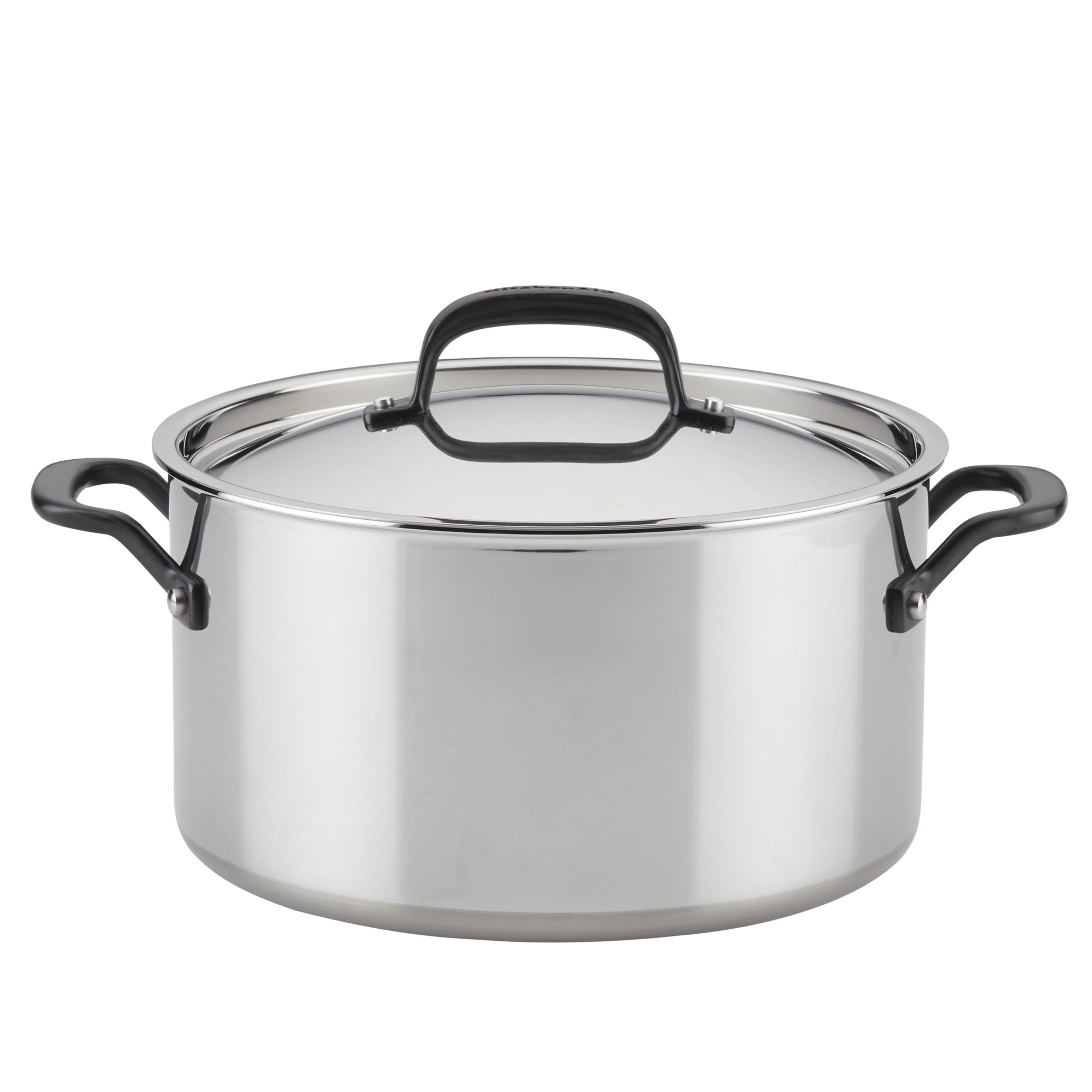 KitchenAid Stainless Steel 4 QtLow Casserole Stockpot with Glass Lid NEW IN BOX 