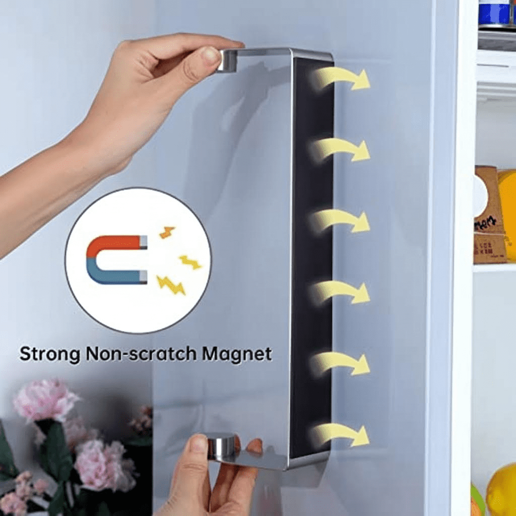 Multifunctional Magnetic Paper Towel Holder Bar with Strong Adhesive Backing for Kitchen, Refrigerator, Grill, and More - Durable and Space-Saving Silver Design