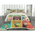 thumbnail image 2 of Ambesonne Colorful Quilted Coverlet 3 Pcs, Carnival Old Circus, Queen Size, Multicolor, 2 of 4
