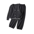 thumbnail image 5 of BXJX Girls Knit Outfit Sets, Button Down V Neck 2 PC Long Sleeve Cardigans & Wide Leg Pants Sets Dark Gray Size 12-13 T, 5 of 9