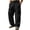 Black, variant on Mens Baggy Cargo Pants Cotton Linen Button Closure Loosepants Casual Outdoors Work Khaki 2XL