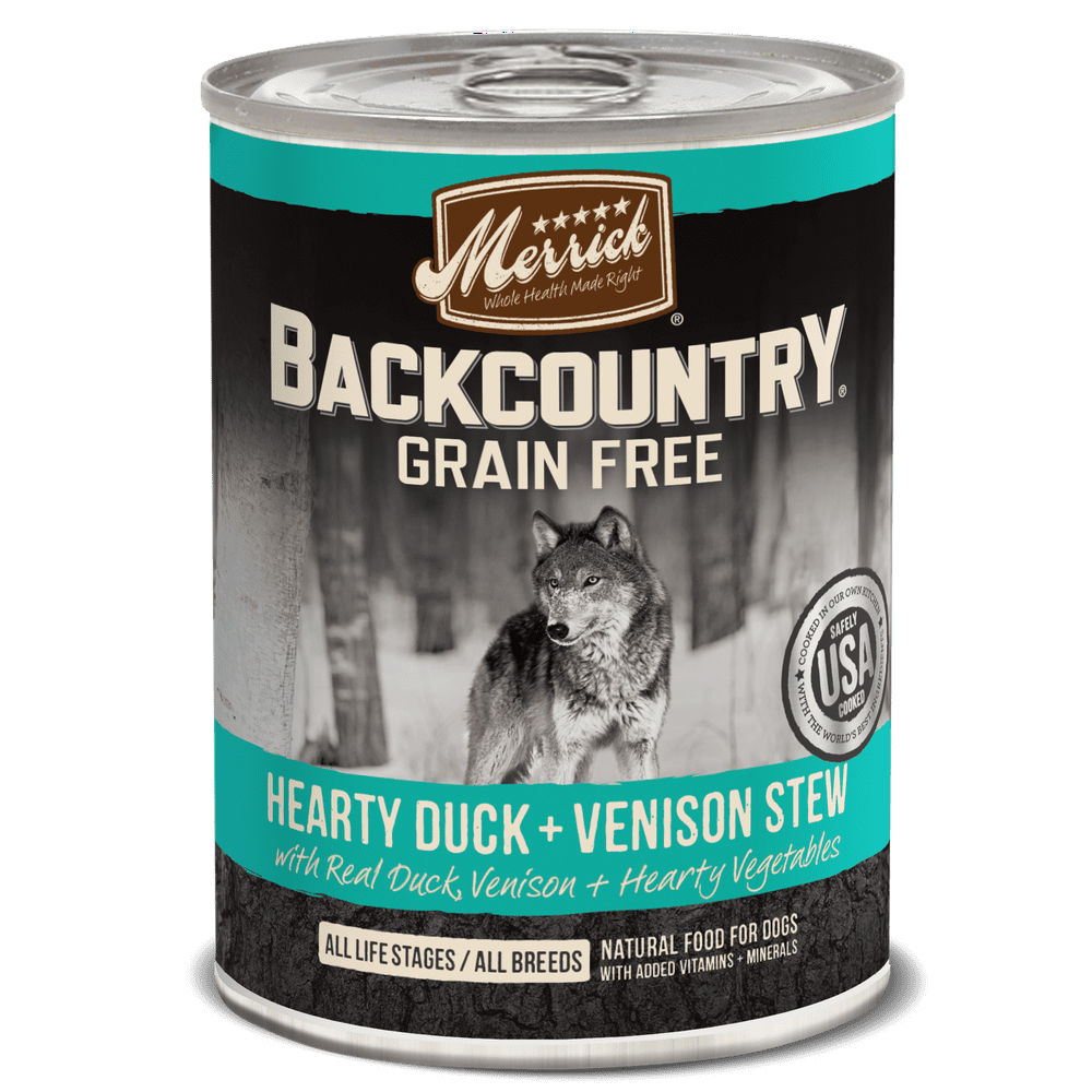 Merrick Backcountry GrainFree Hearty Duck & Venison Stew Wet Dog Food, 12.7 oz (Case of 12