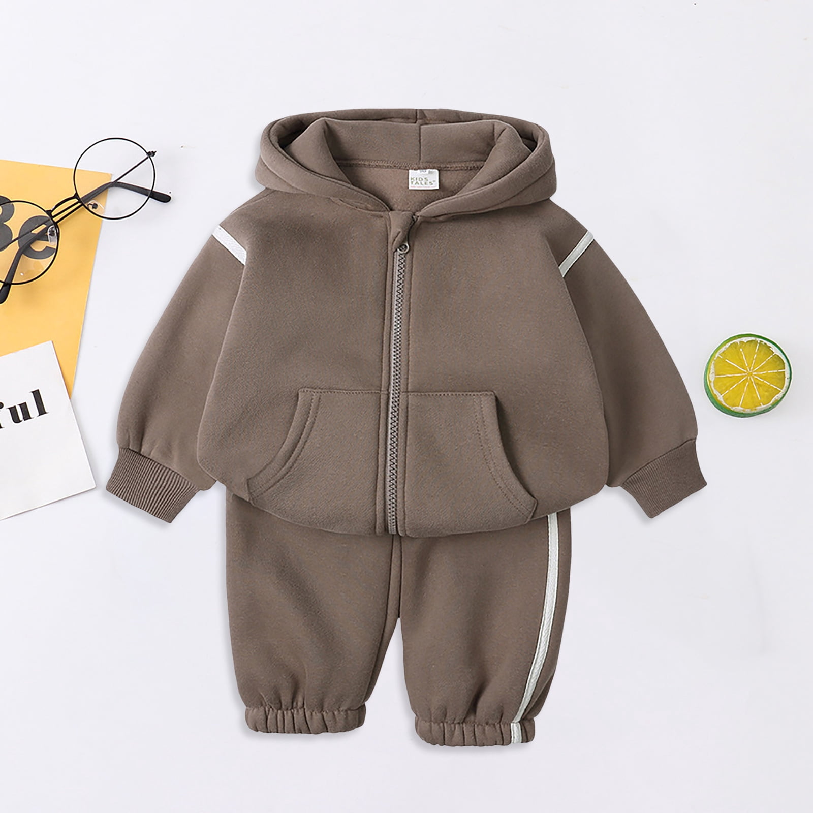 Zshosam Girls' Clothing Sets Kids Girls Hoodies & Sweatpants Set, Casual Printed 2 Piece Fall Sweatsuits Size 9T 10T,(Brown 9-10 Years)