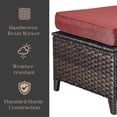 thumbnail image 5 of Gymojoy Outdoor PE Wicker Ottoman Set of 2 Patio Rattan Footrest Seat with Soft Red Cushion, 5 of 7
