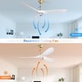 thumbnail image 2 of LiviNest 60 Inch Modern Ceiling Fan: 65% More Efficient &amp; <35dB Quiet - 6-Speed Reversible DC Motor for Large Living Room Bedroom - Remote Control with 3 Adjustable Downrods, 2 of 6