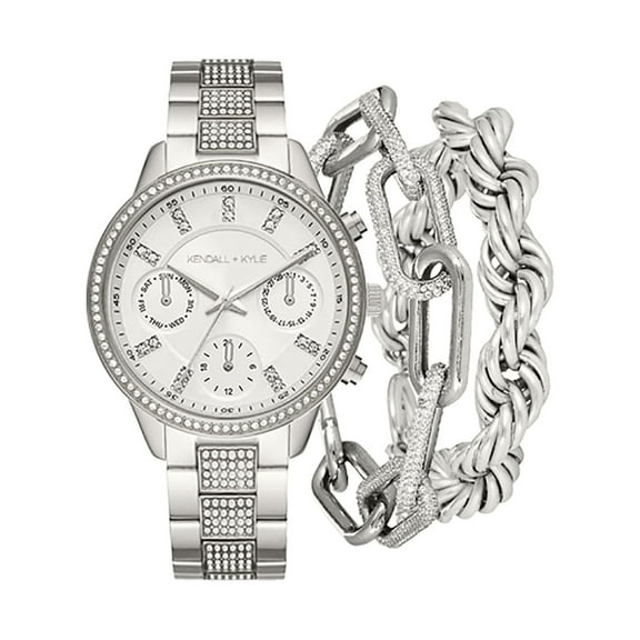 Kendall Kylie Adult Ladies Bling Dial Silver Analog Watch Set
