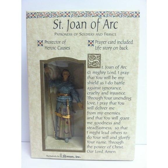 Roman Joan of Arc in Armor with Flag Patrons and Protectors Figurine