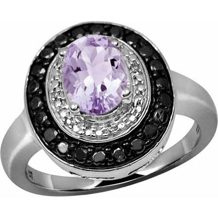 JewelersClub 1.09 Carat Pink Amethyst Gemstone and 1/7 Carat Black and White Diamond Ring
