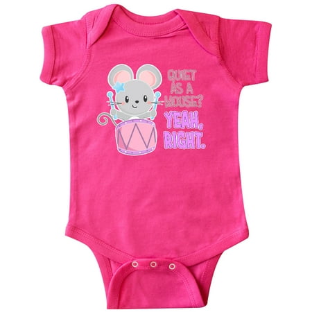 

Inktastic Quiet As A Mouse Yeah Right Cute Mouse Drummer Gift Baby Boy or Baby Girl Bodysuit