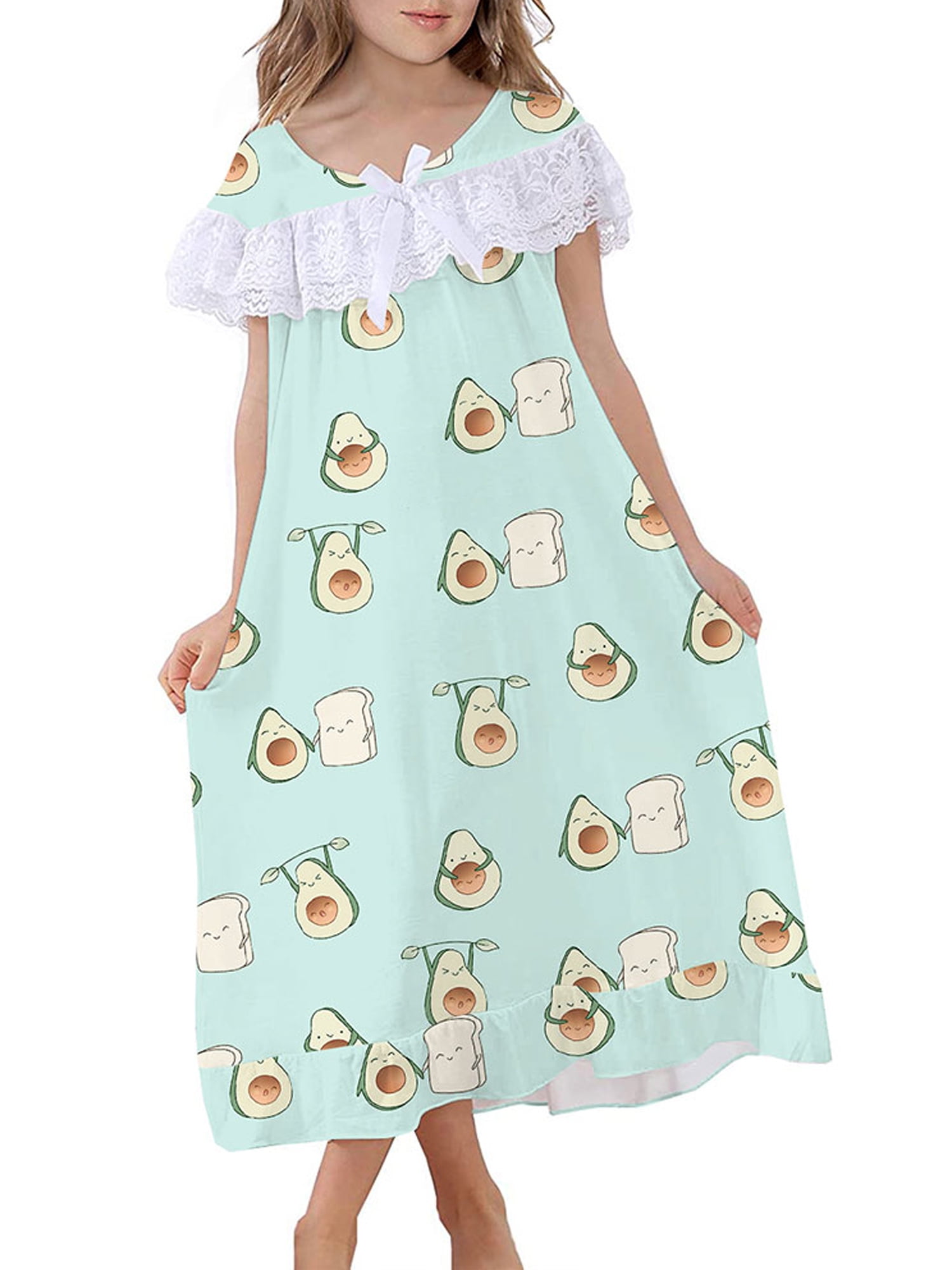 Summer Girl Night Gown Dress Baby Girls White Lace Fly Sleeve Sleepwear