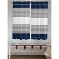 thumbnail image 6 of Living Room Curtains 72 Inches length, Navy Blue Grey Stripe Window Treatment Curtain Drapes, Modern Art Horizontal Striped Light Filtering Drapes for Bedroom Laundry Room, 52"x72", 2 Panels, 6 of 7