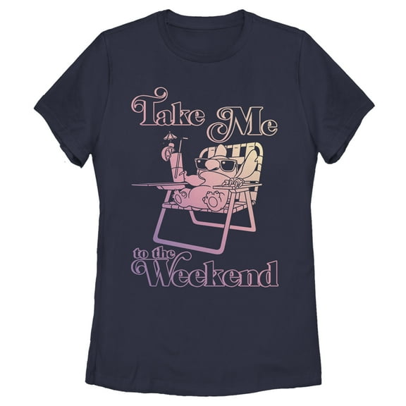 Women's Lilo & Stitch Take Me to the Weekend Graphic Tee Navy Blue X Large