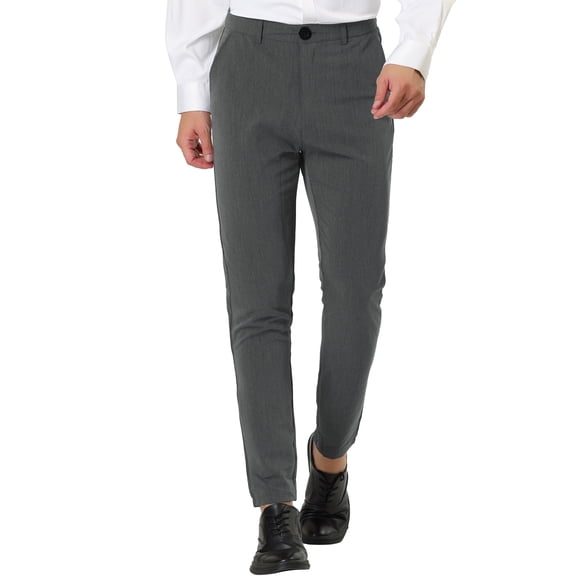 MODA NOVA Big & Tall Men's Slim Fit Stretch Flat Front Solid Business Pants Dark Gray 36
