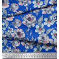 thumbnail image 2 of Soimoi Cotton Cambric Fabric Leaves,Periwinkle & Rose Floral Print Fabric by Yard 56 Inch Wide, 2 of 3