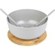 thumbnail image 4 of Ensaladera de fibra de bambú con juego de servidores Tazones grandes para mezclar de 9,8 pulgadas Ensalada de bambú macizo Ensaladera de madera con tapa de bambú Cuchara para frutas, ensaladas y, 4 of 8
