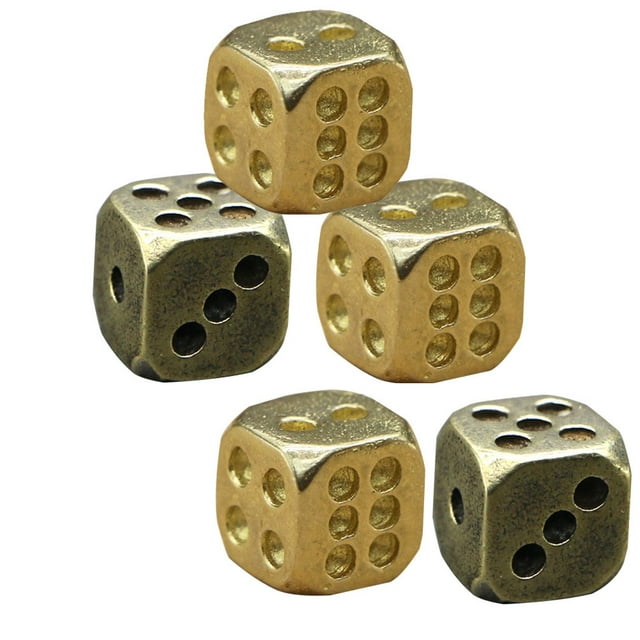 Miangastore Solid Copper Dice Cube Shaped Crafted Design For Adults At Bars 5Pcs 0.43X0.43X0.43In
