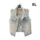 thumbnail image 5 of Minnieouse Chaleco vaquero de fiesta para hombre y mujer, para acampar, viajar, senderismo, adultos, chaqueta sin mangas con botones, ropa, regalo Camisetas sin mangas Azul claro SG, 5 of 6