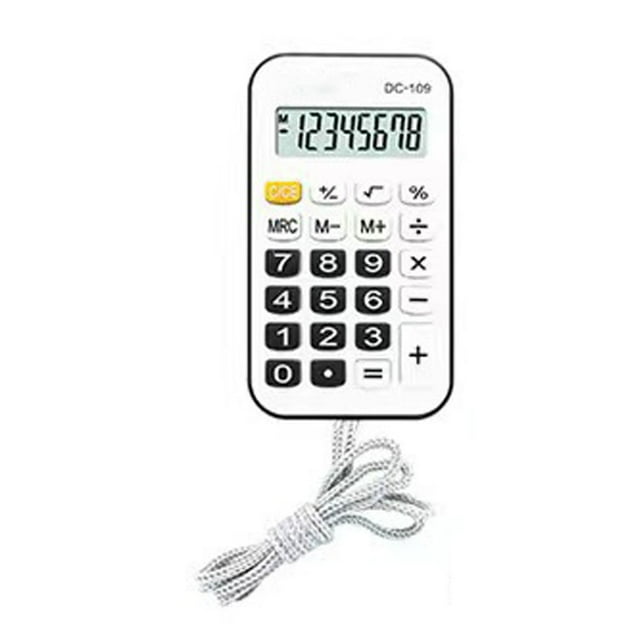 SuChun Pouches For Organization Small Portable Calculator Simple Fashionable Design With Rope For Students Use Material Portable Mini Cute With Rope Student's Neck Hanging Calculator Black