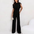 thumbnail image 2 of MSJUHEG Summer Outfits for Women 2 Piece Outfits 2025 Tank Crop Top Wide Leg Pants Set Travel Outfits for Women Two Piece Sets for Women Dressy Beach Vacation Clothes for Women Black 2XL, 2 of 7