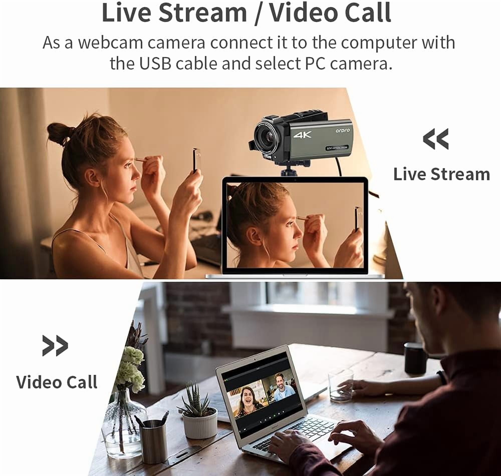 ORDRO 4K Video Camera AX65 Camcorder 12x Optical Zoom Vlogging Digital Camers for Live-streaming