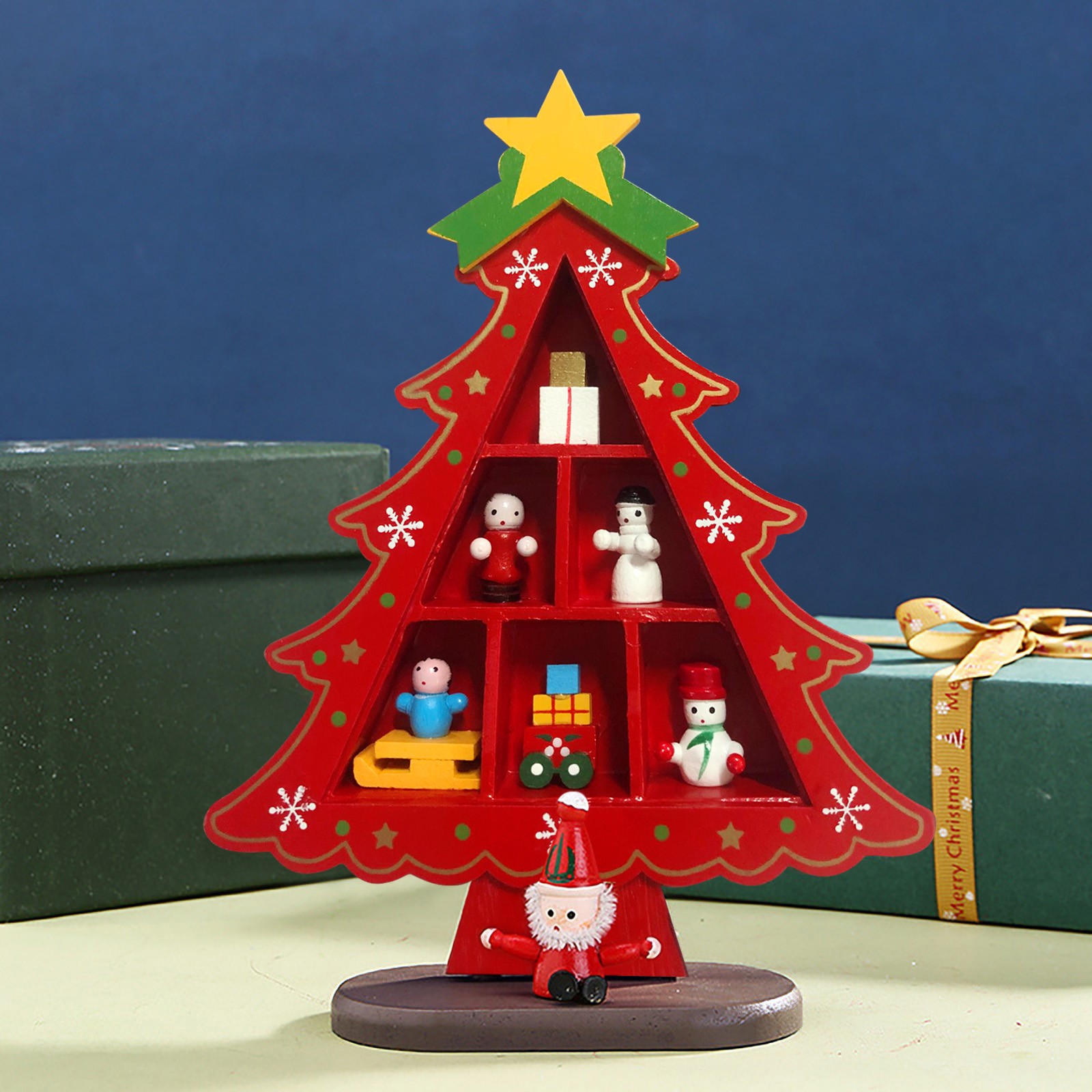 ZAROYEAX Christmas Wood Christmas Tree Mini Christmas Tree Table ZAROYEAX Christmas Wood Christmas Tree Mini Christmas Tree Table