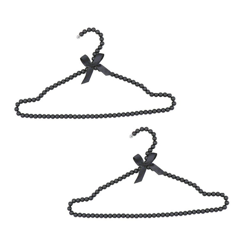 2Pcs Fake Pearl Design Clothes Hanger with Bow Knot Plastic Shop
