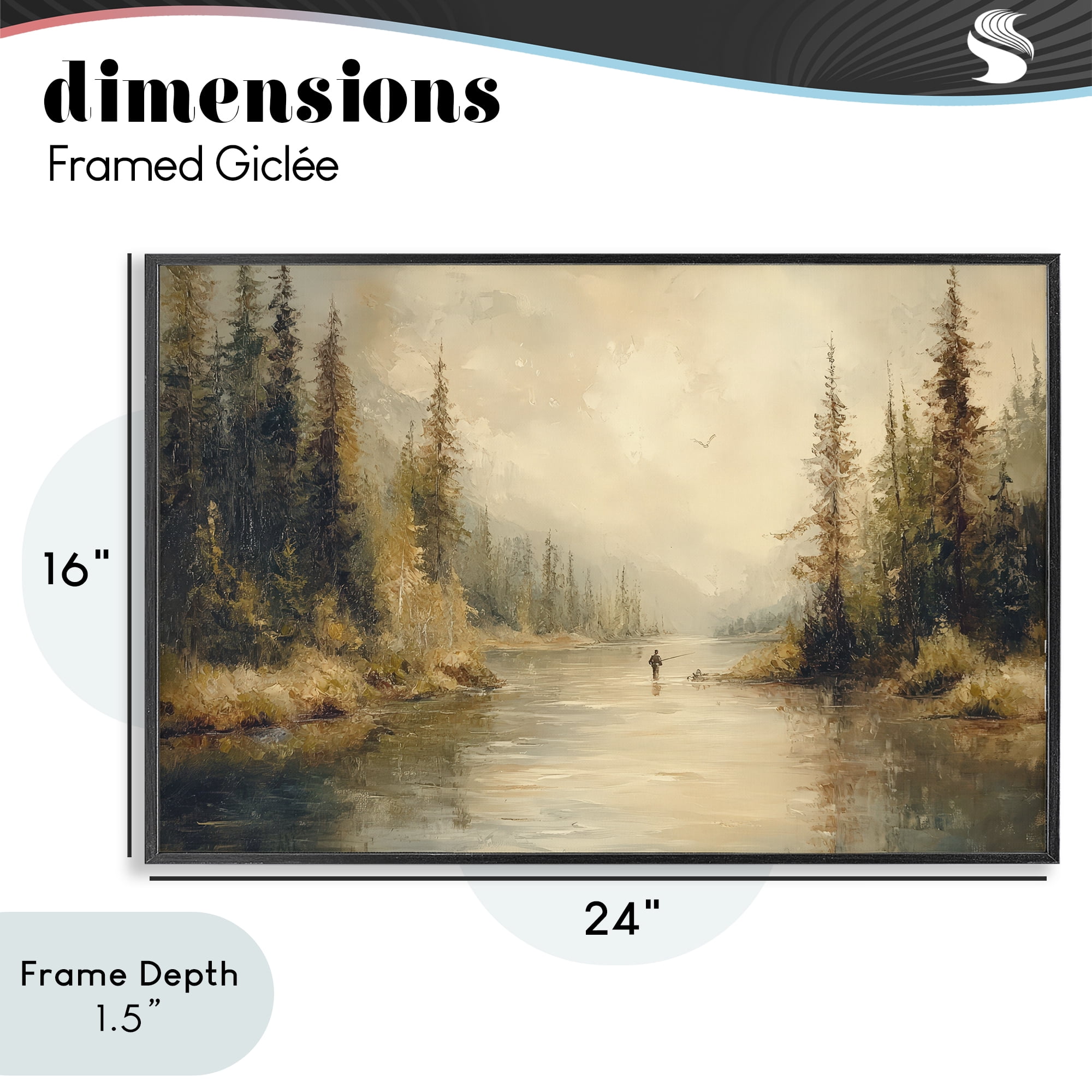 Stupell Industries Fly Fisher at Misty River Black Framed Giclee Art, design by Petal Prints Design