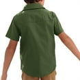 thumbnail image 2 of Short Sleeve Solid Color Boys Casual Button Blouse Kids Children Lapel Cotton Tops with Pocket for 5-14 Years, 2 of 6