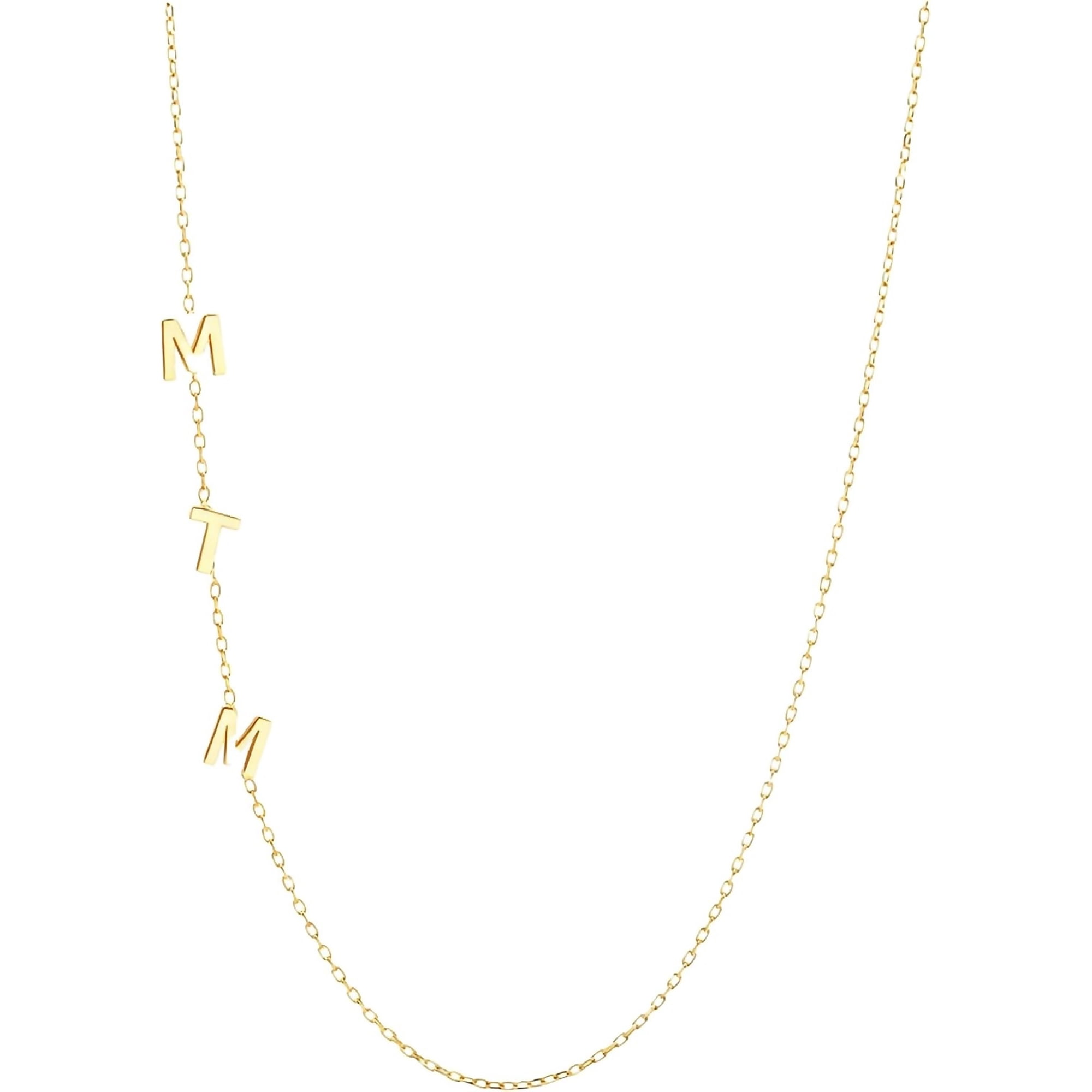 Zephyriana Gold Sideways Initial Necklace, Custom 18K Gold Plated Letter Name Necklace with Symbol, Personalized Jewelry Gifts for Her, Mother's Day Christmas Gift