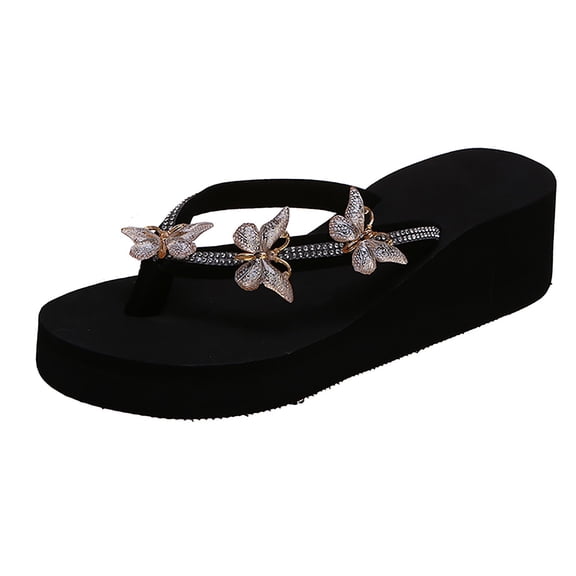 Women Slippers Ladies Fashion Summer Flip Flops Casual Rhinestone Butterfly Sandals Zapatos De Mujer