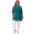 thumbnail image 3 of DARING DIVA Plus Size Sweaters Round Neck Knit Loose Pocket Pullover Top 1X Lake Blue, 3 of 5