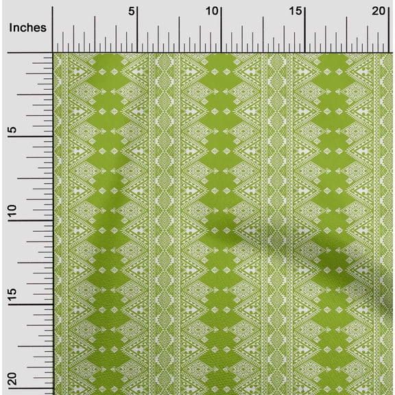 oneOone Cotton Flex Green Fabric Geometric Ethnic Diy Clothing Quilting Fabric Print Fabric By Yard 40 Inch Wide
