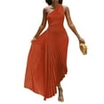 thumbnail image 3 of Mialoley Femmes Robe Longue, Sans Manches une Épaule Plissée Robe Irrégulière Évidée pour Cocktail, 3 of 9