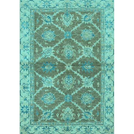 Ahgly Company Indoor Rectangle Abstract Light Blue Modern Area Rugs, 2' x 5'