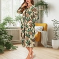 thumbnail image 5 of Yuyamidu Pine Cones Womens Robes Lightweight Zipper Front Robe Christmas Long Sleeve Bathrobe for Ladies Casual House Coats with Pockets Soft Crewneck Nightgowns Size 2XL, 5 of 7
