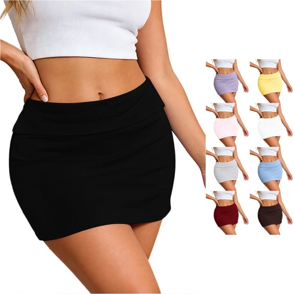 Fashion Bodycon Skirt Stretchy Tight Fitted Solid Color Clubwear Party Casual Short Skirt Women's Athletic Skirts M