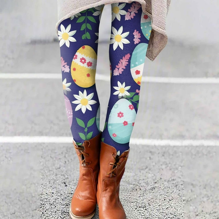 UoCefik Easter Leggings for Women High Waisted Easter Day Bunny Eggs Rabbit  Leggings Workout Running Easter Printed Tights Sports Tummy Control Yoga