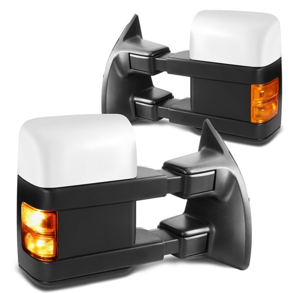 DNA Motoring TWM-026-T999-CH-AM For 1999 to 2007 Ford F250 -550 Super Duty Powered Tow Mirrors Amber LED Turn Signal Lights