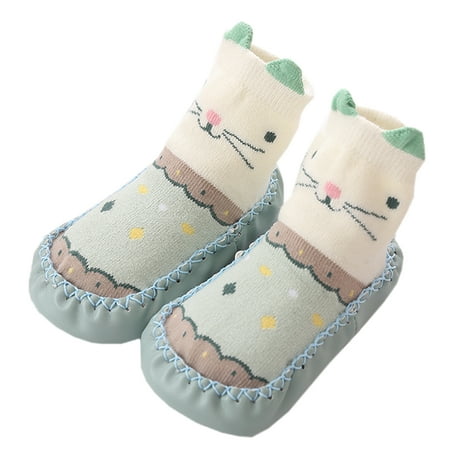 

Unisex Baby Toddler Animals Print Cotton Socks Slipper Anti-Slip Crib Shoes - Sold per 1 Pair (Mint/Mouse 18-24 Months)