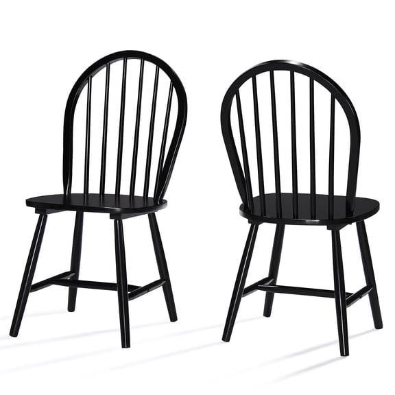 GDF Studio Crosby Traditional Indoor Rubberwood Dining Chairs, Set of 2, Black