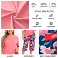 thumbnail image 7 of UNEEI Plus Size Pajamas Set for Women,2 Piece Loungewear Set Floral Sleepwear for Spring Summer Fall,Soft Lightweigh V Neck Short Sleeve Top and Capri Pants, 5XL Red, 7 of 7