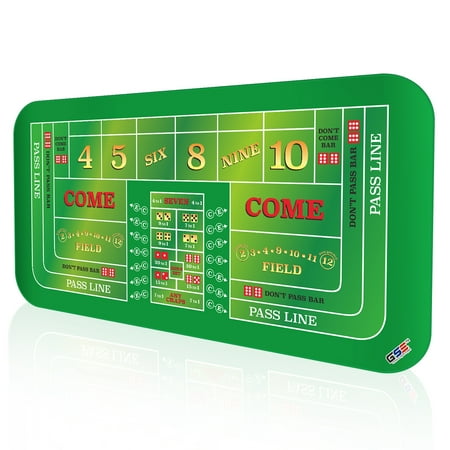 GSE Games & Sports Expert 70"x35" Professional Casino Craps Layout Mat with Carrying Bag, Non-Slip Rubber Poker Felt for Poker Game Night