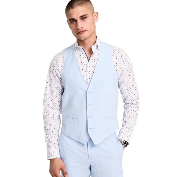 Bar Iii Men's Slim-Fit Linen Suit Vest XL Powder Blue