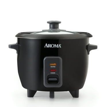 Aroma 6-Cup Electric Rice Cookers, Black - Nonstick Interior