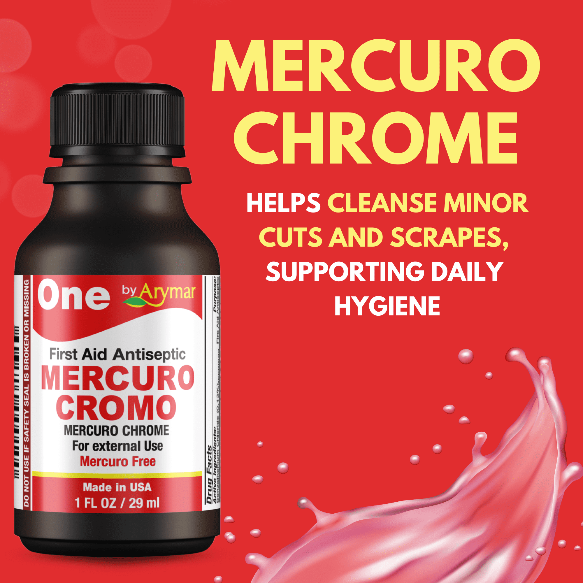 Arymar Mercuro Chromo – First Aid Antiseptic for Wounds, 1 fl oz (2-Pack)
