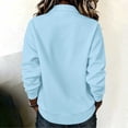 thumbnail image 7 of WIZUTIZ Women's Solid Color Button Front Lapel Collar Long Sleeve Sweatshirt Casual Sporty Pullover Top for Winter, 7 of 7