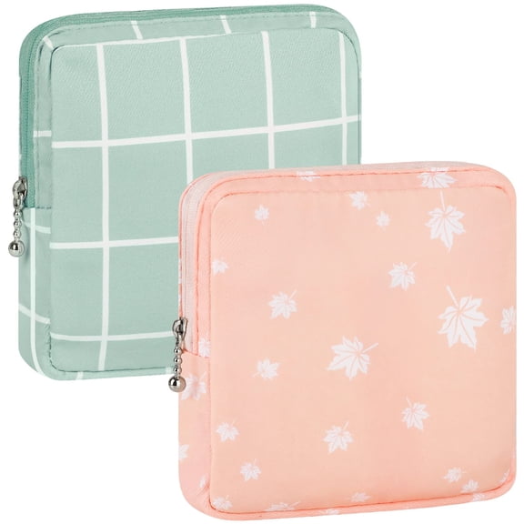 2 Pack Period Bag for Womens,Sanitary Napkin Storage Bag,Functional Waterproof Sanitary Pads Bags for Panty Liners,Tampons,Menstrual Cups Pouches,Sanitary Pads Organizer with Zipper